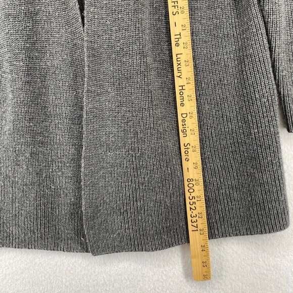EILEEN FISHER Cardigan XS Extra Fine Merino Wool Rib Open Front Long Sleeve Gray - Picture 11 of 14